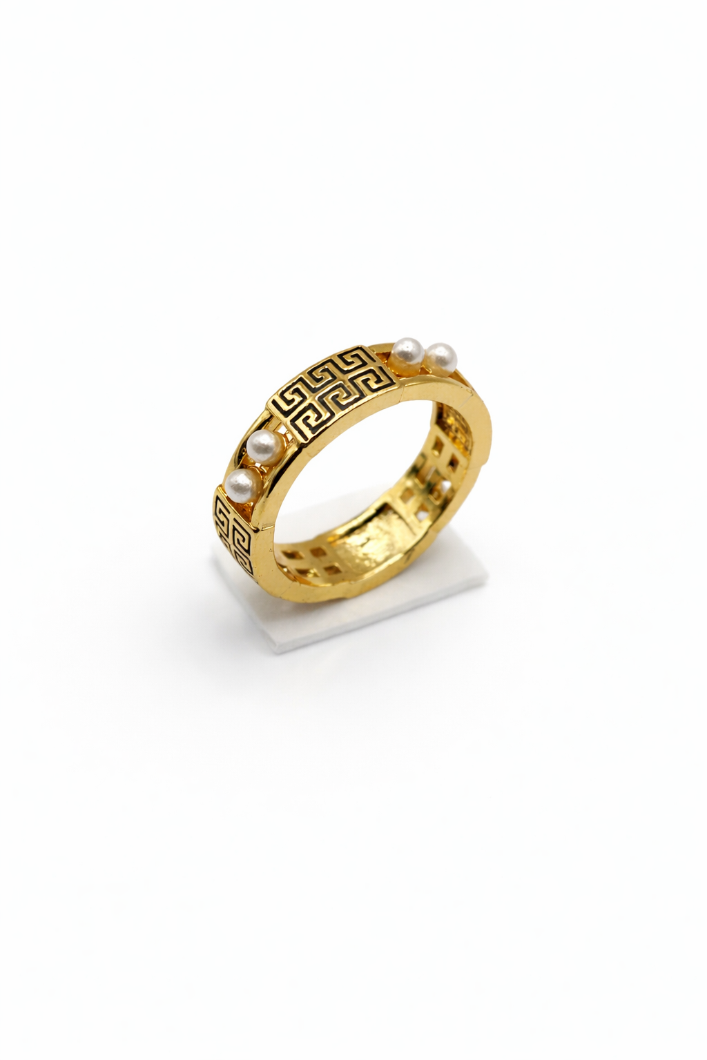 Greek Key Pearl Ring