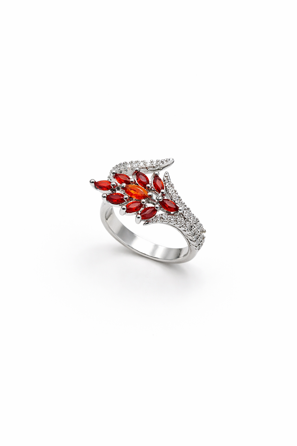 Emerald Cluster Leaf Ring – Gold Colored