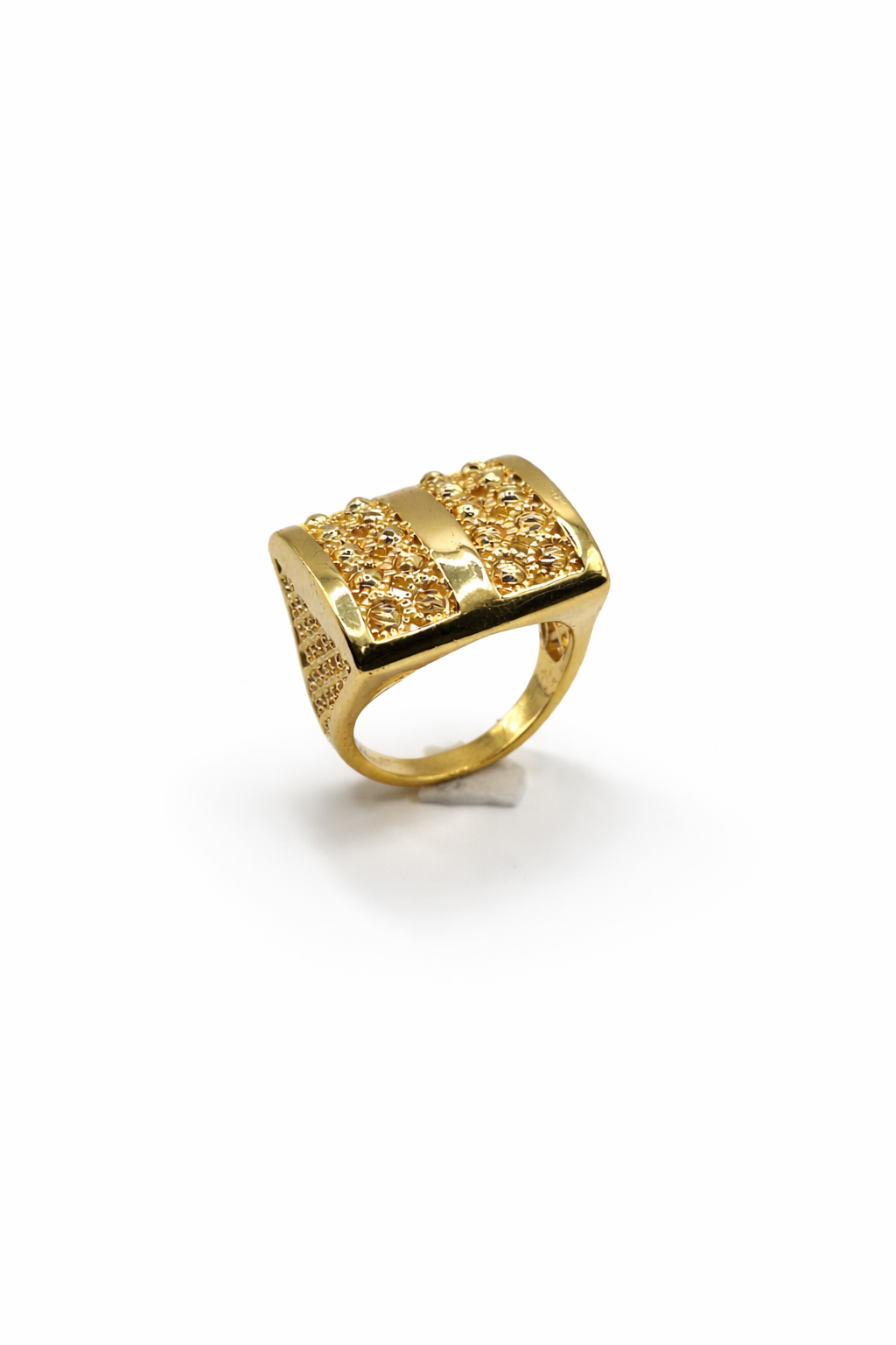 Textured Square Statement Ring – Gold Colored