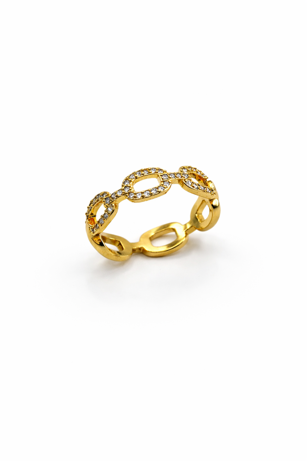Crystal Chain Link Ring – Gold Colored