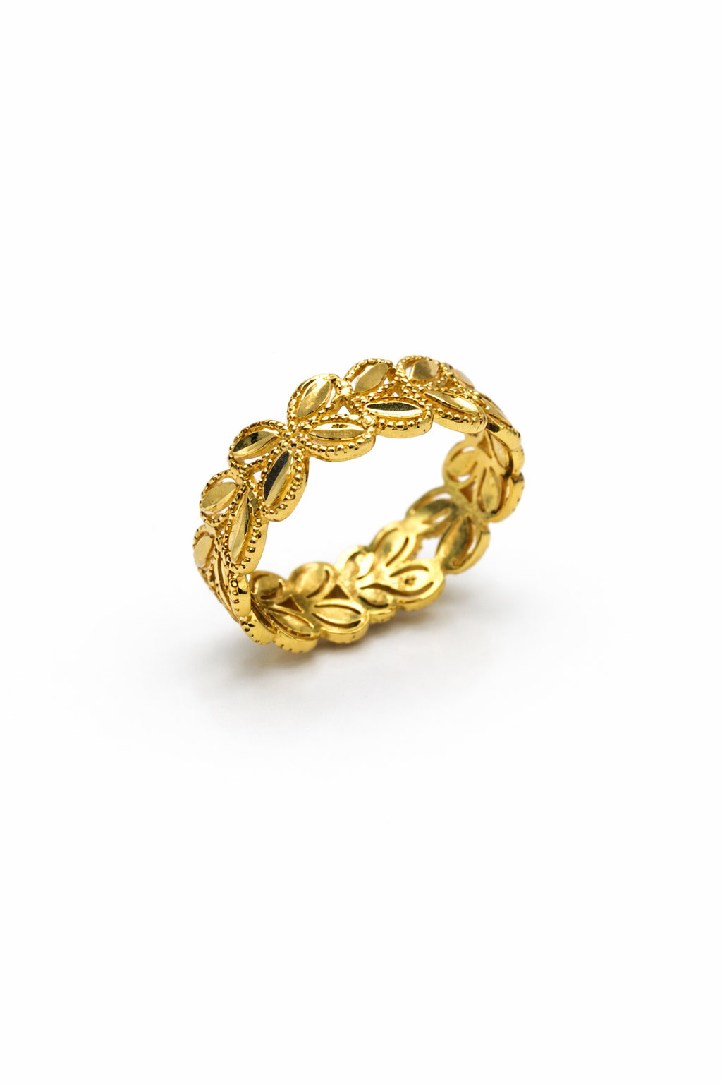 Floral Vine Band Ring – Gold Colored