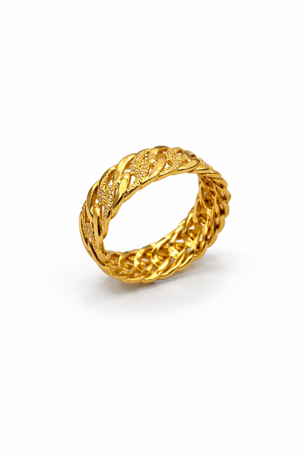 Twisted Rope Chain Band Ring – Gold Colored