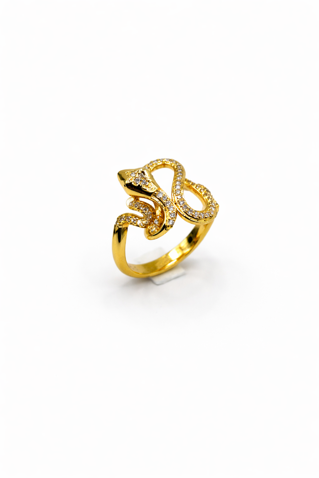 Crystal Serpent Statement Ring – Gold Colored