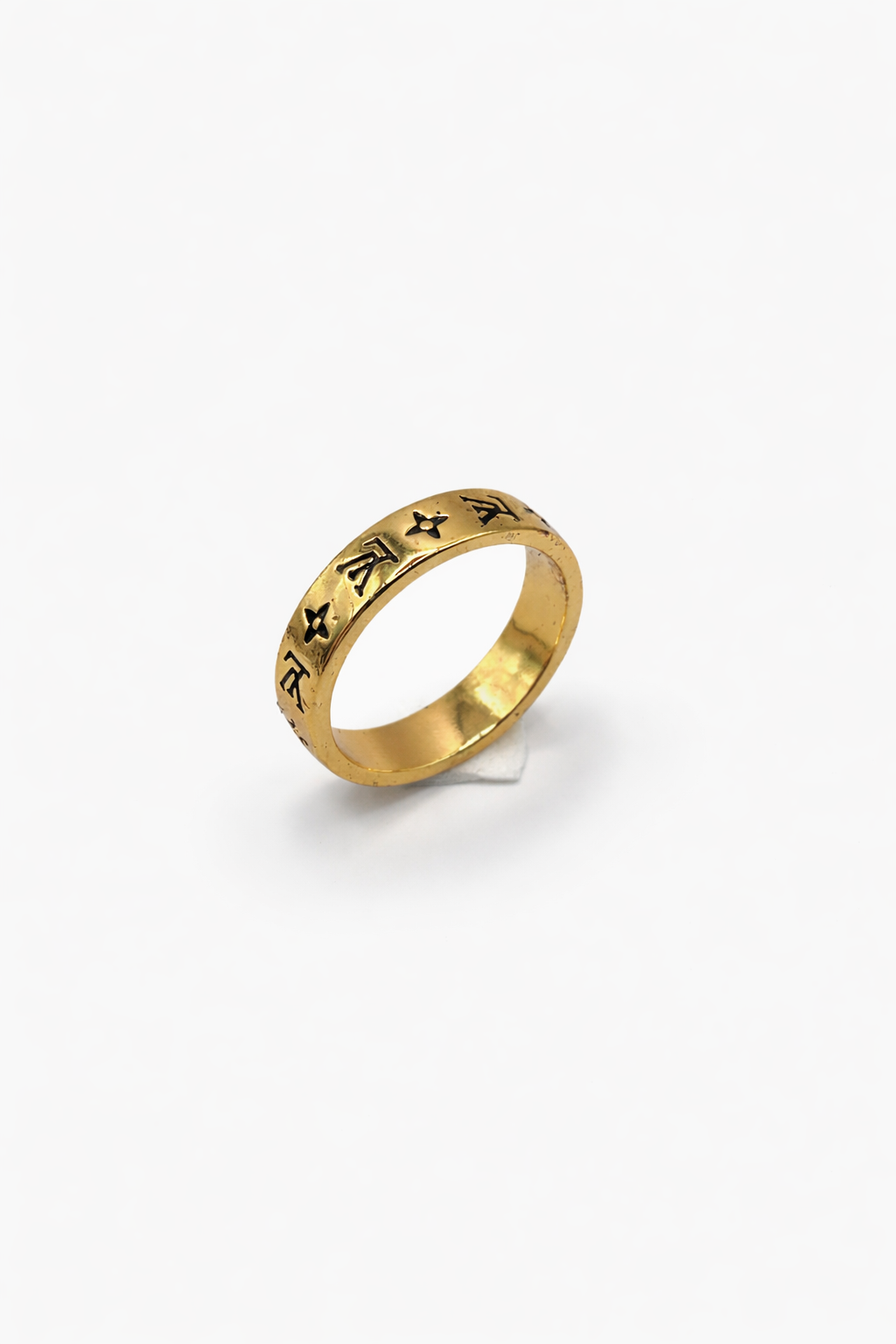 Monogram Pattern Band Ring – Gold Colored