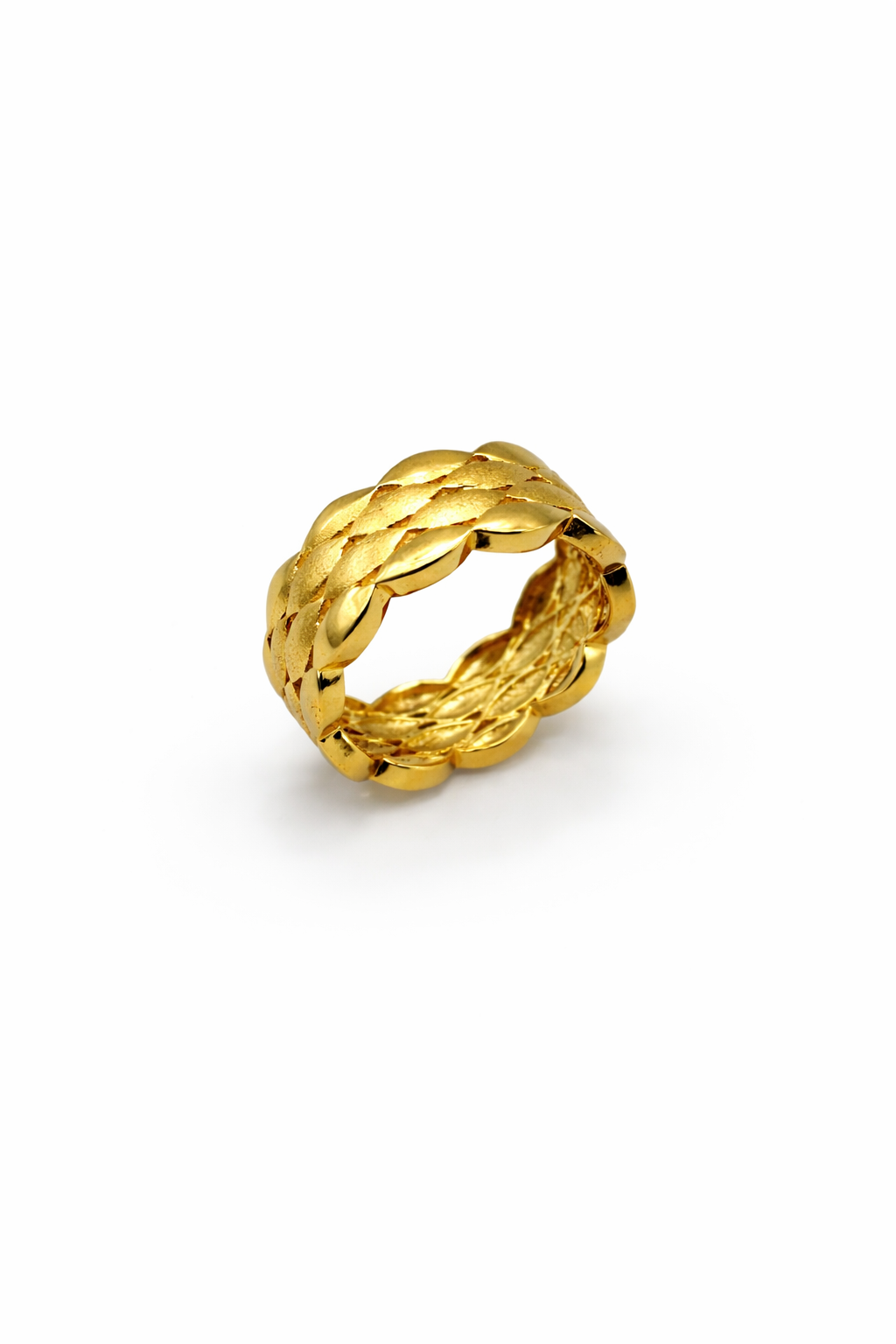 Braided Wide Band Ring – Gold Colored