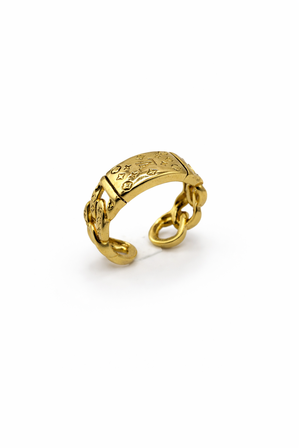 Monogram Link Adjustable Ring – Gold Colored