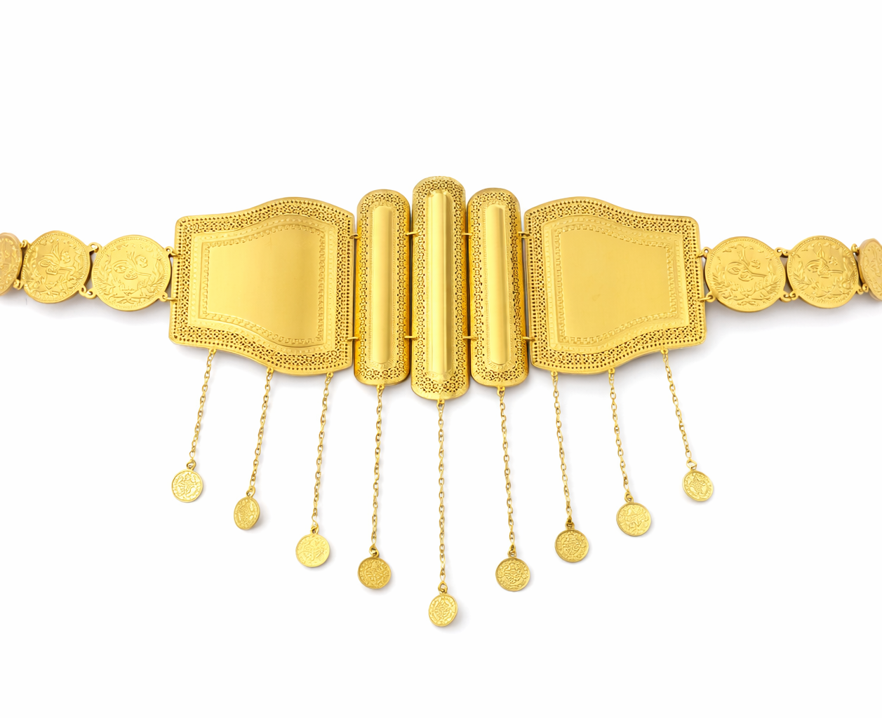 Ornate Coin Chain Waist Belt – Gold Colored