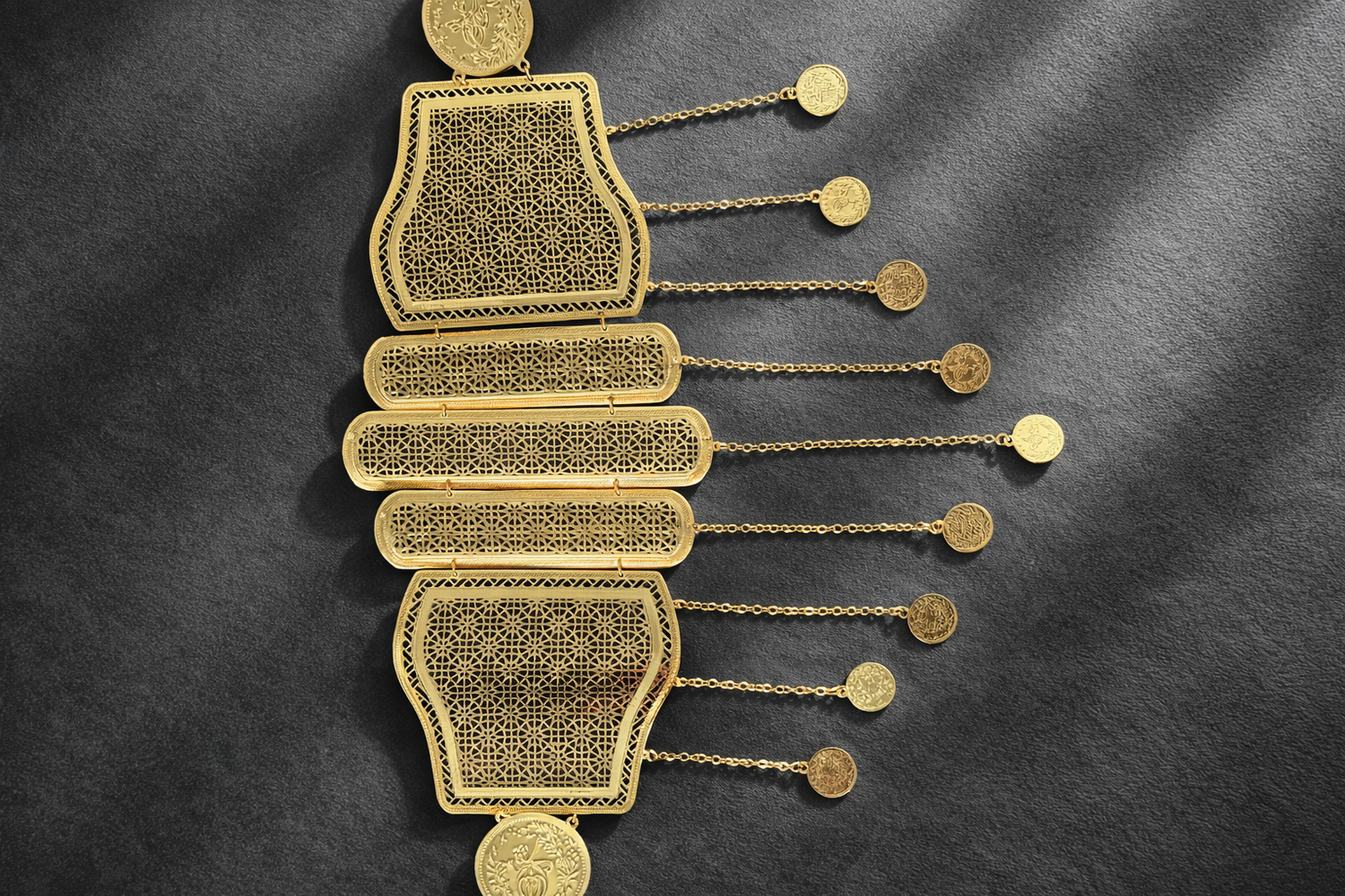 Filigree Coin Chain Waist Belt – Gold Colored