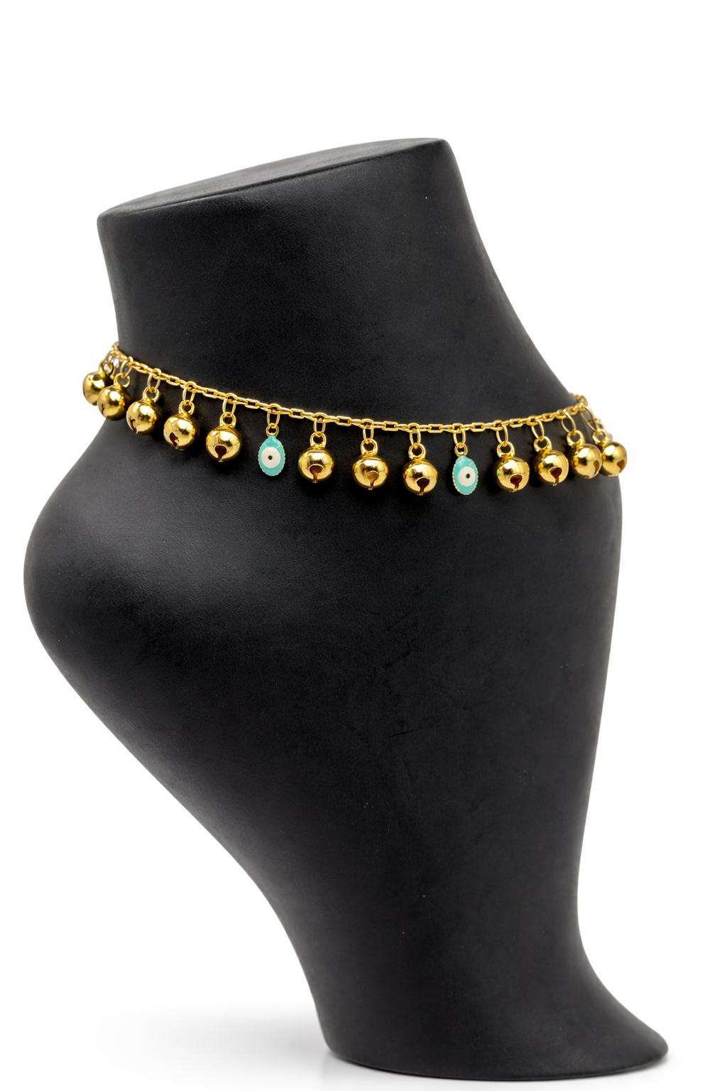 Bell Drop Necklace with Evil Eye Accents – Gold Colored
