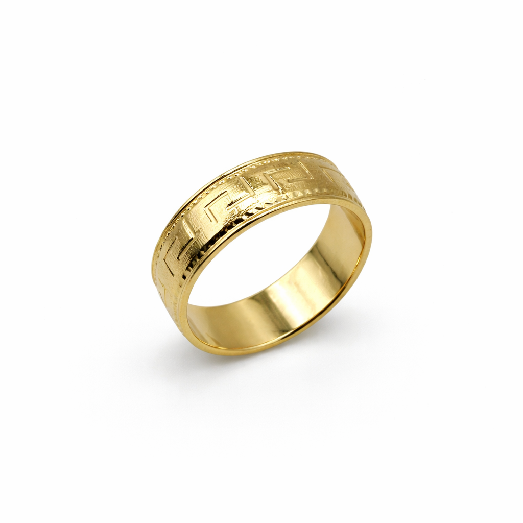 Engraved Pattern Gold Band Ring