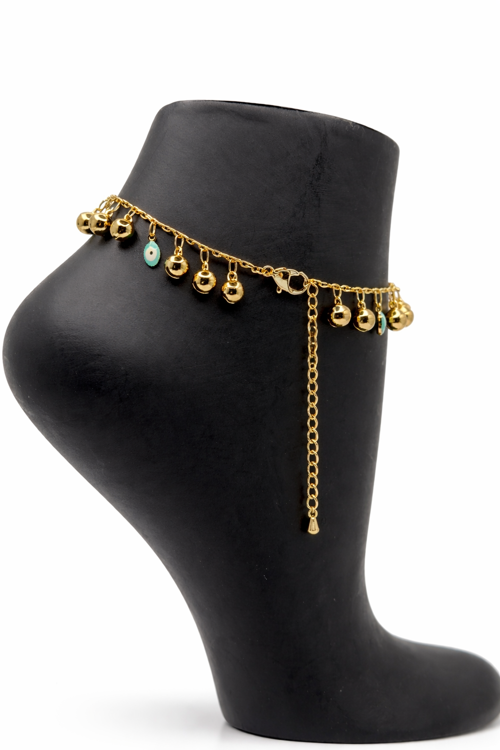 Bell Drop Necklace with Evil Eye Accents – Gold Colored