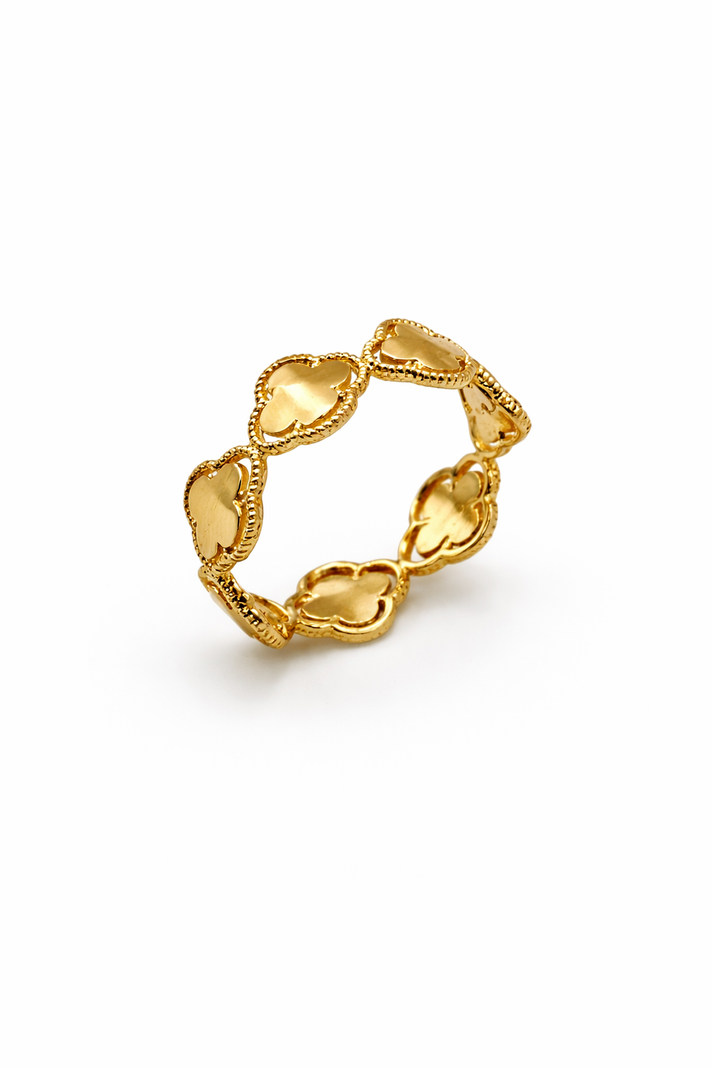 Clover Motif Gold Band Ring