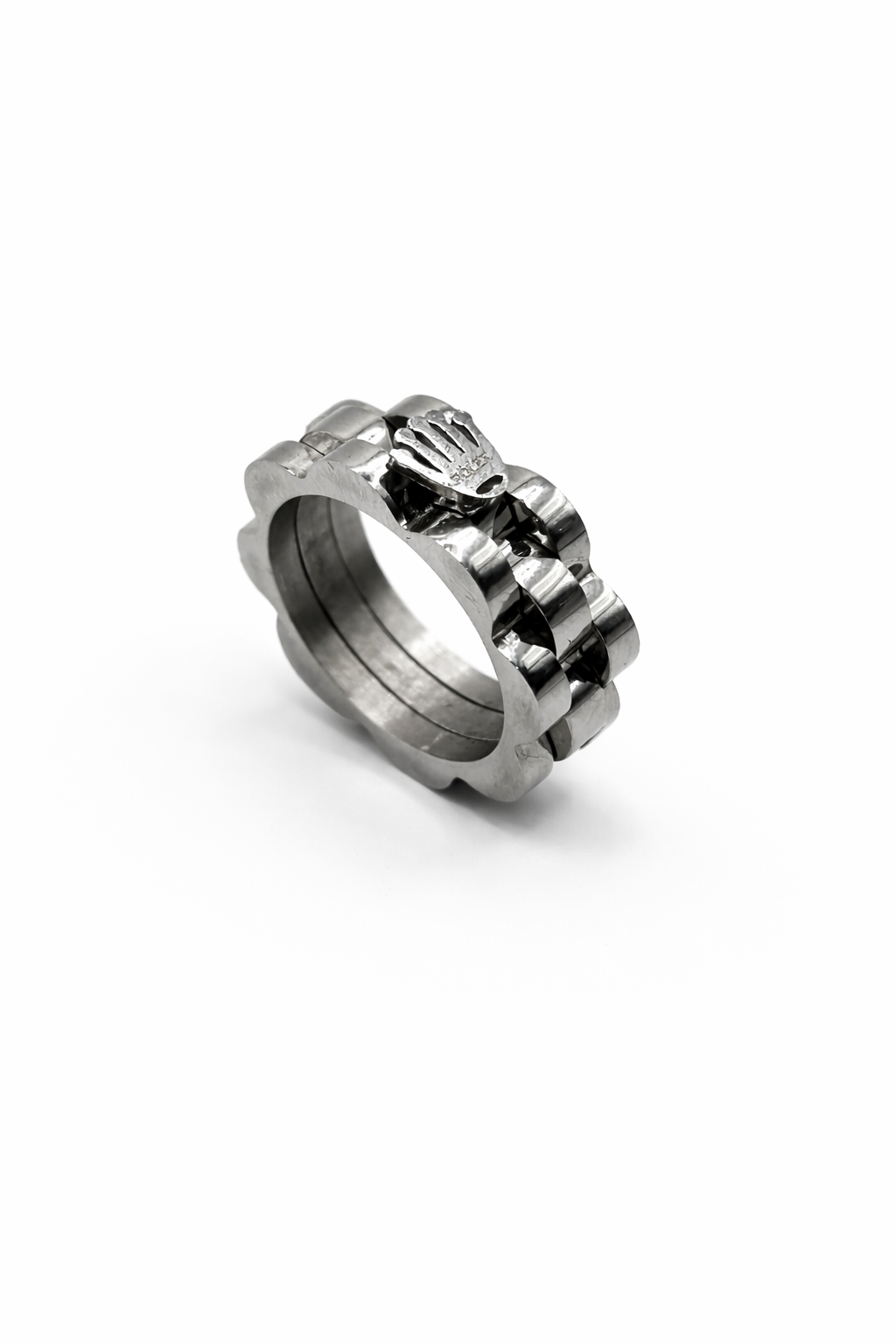 Crown Gear Spinner Ring – Silver Colored