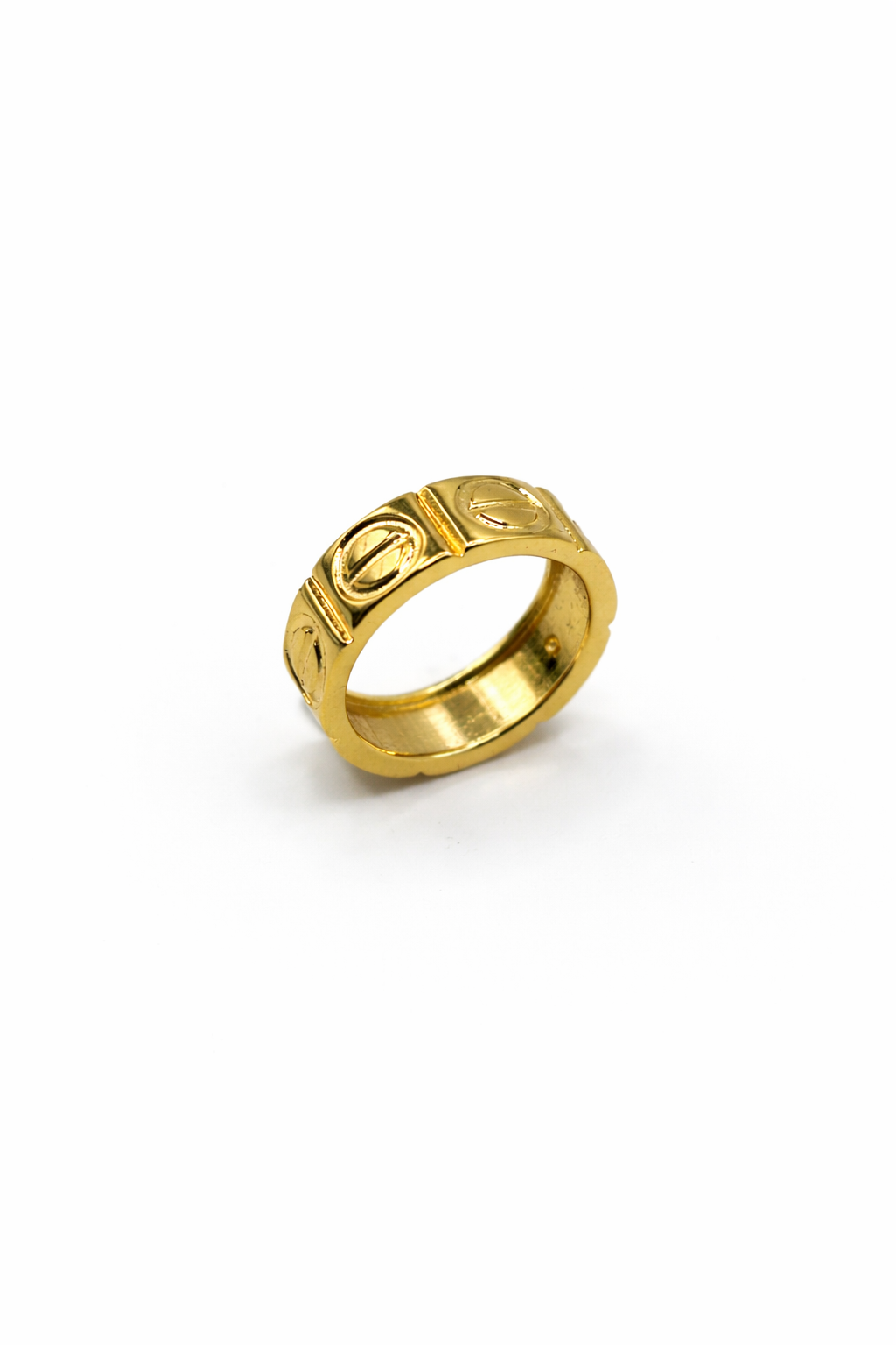 Classic Screw Motif Gold Band Ring