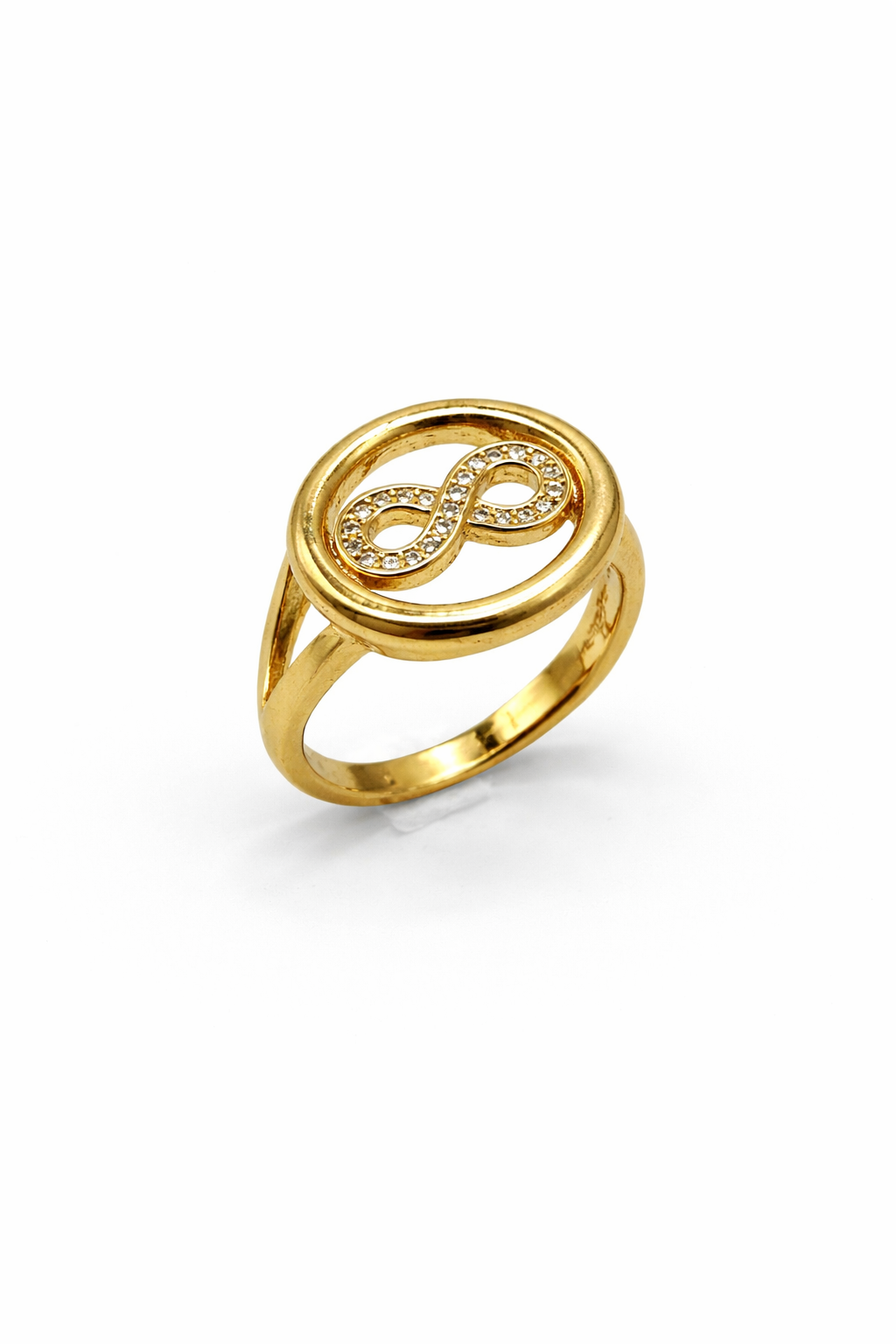 Infinity Circle Gold Ring with Crystal Accents