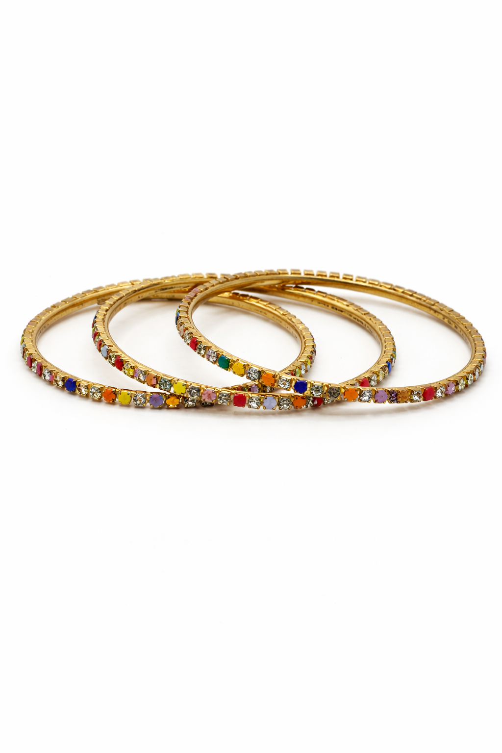 Kids Multi Color Crystal Bangle Set – Gold Colored
