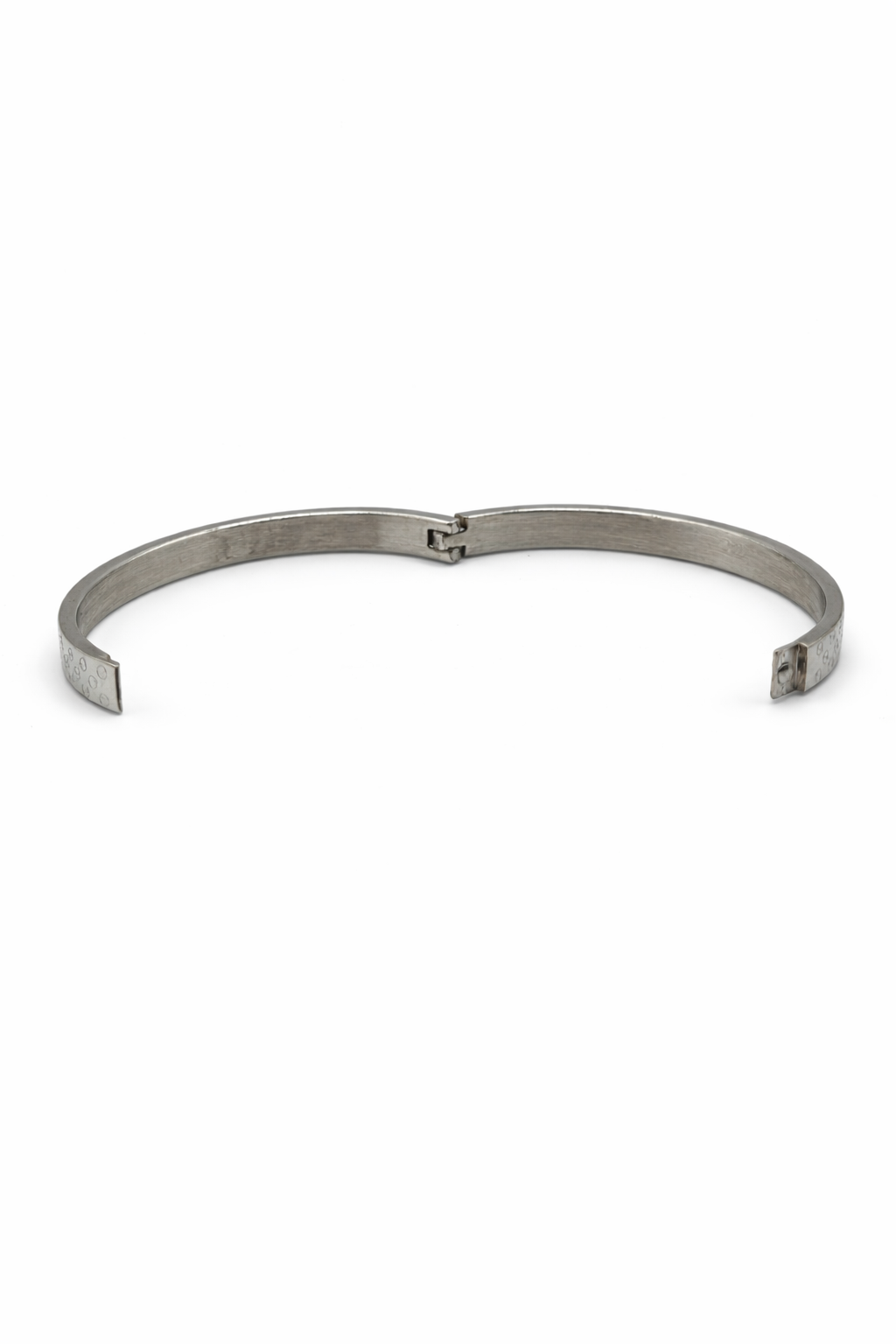 Minimal Engraved Bangle Bracelet – Silver Tone