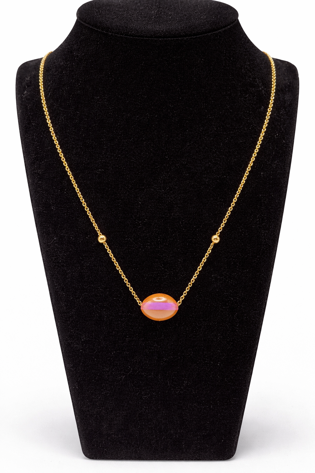 Color Accent Oval Pendant Necklace – Gold Colored