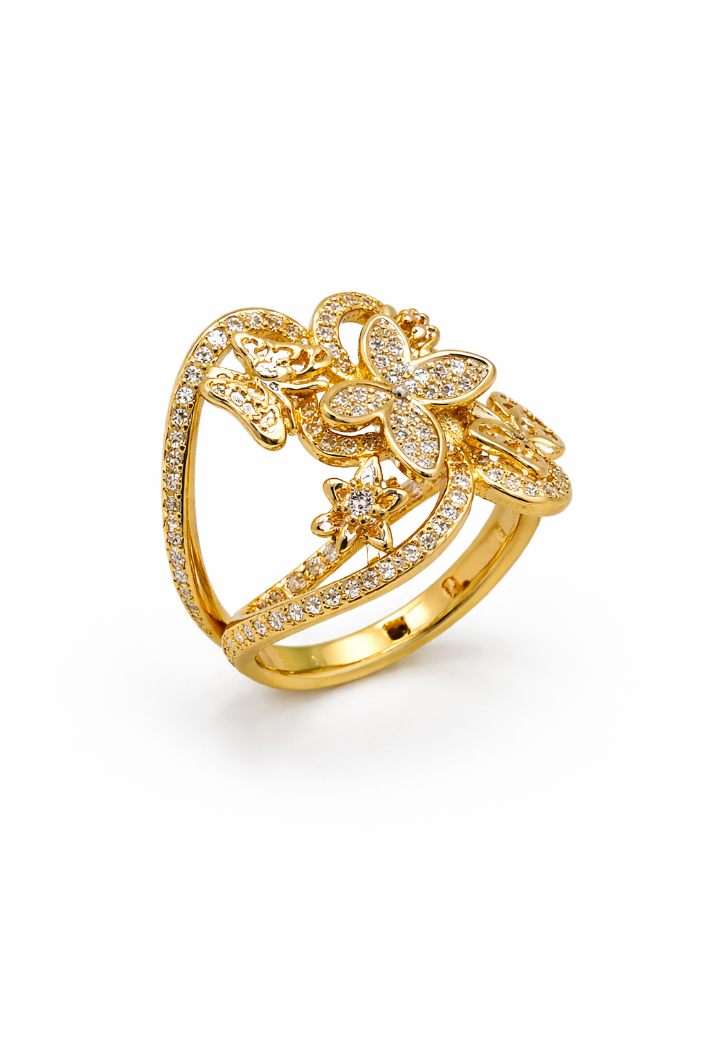 Butterfly & Star Pavé Gold Ring