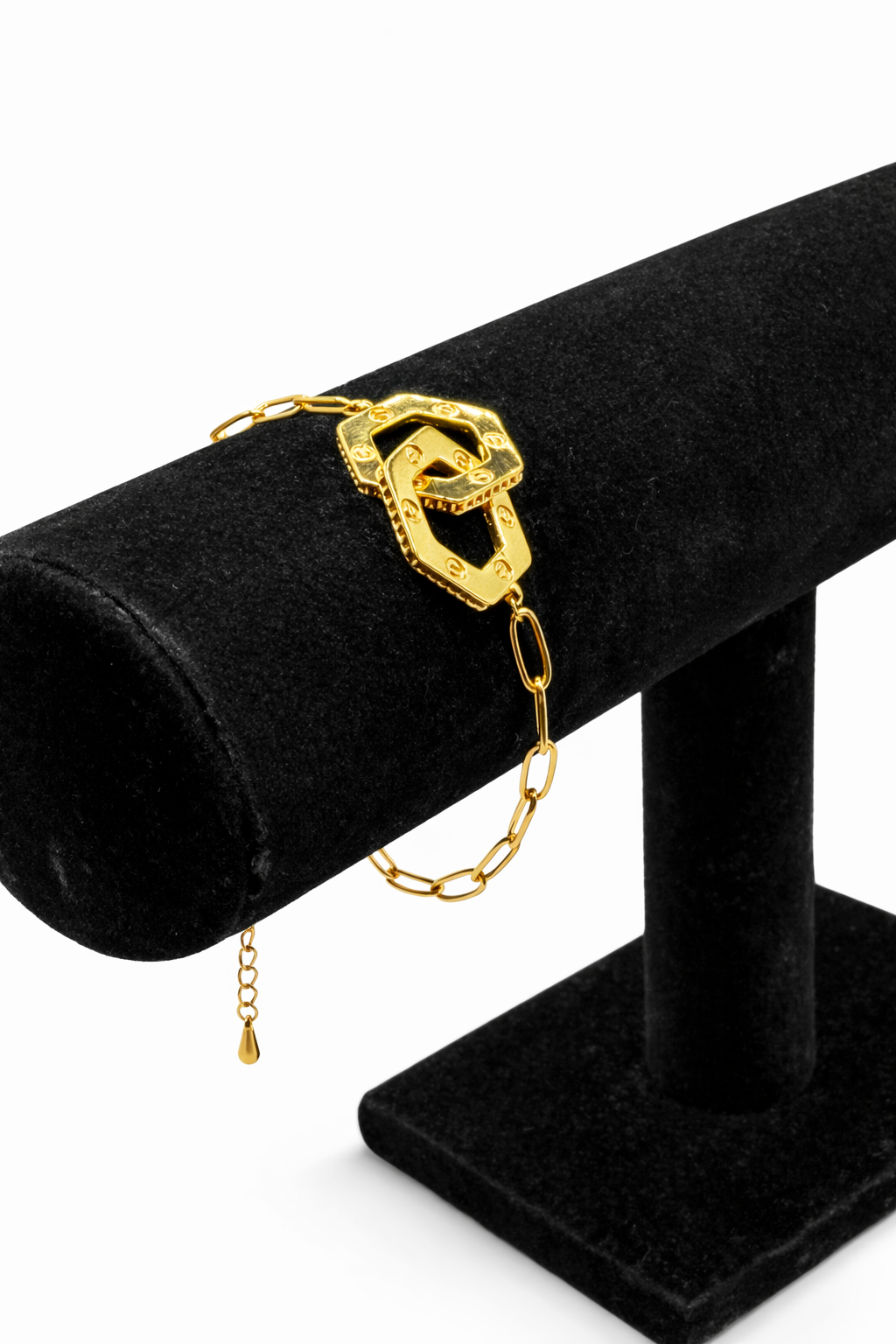 Interlocking Hexagon Link Bracelet – Gold Colored